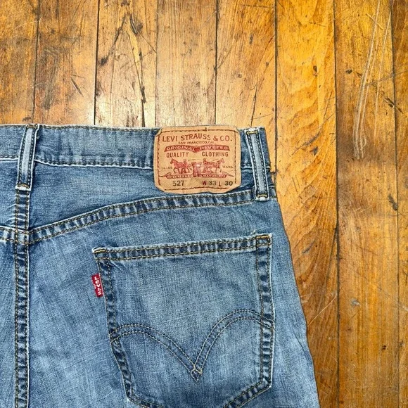 Levi's 527 Jeans Men's Size 33x30 Blue Denim Medium Wash Flat Front Bootcut Leg - Picture 9 of 10
